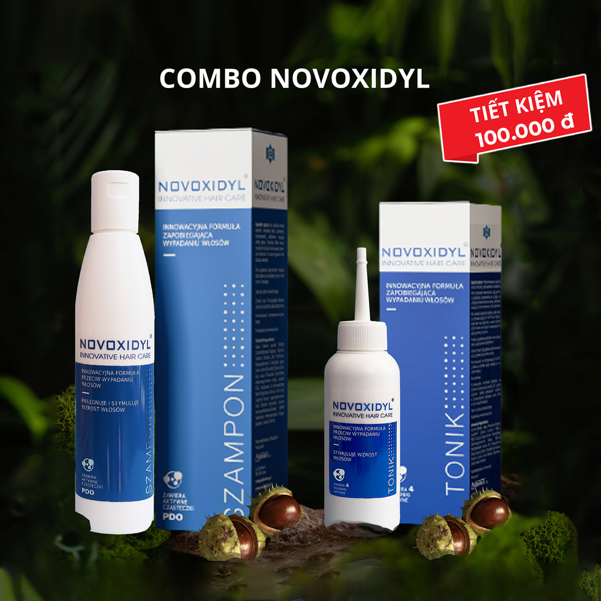 Dầu gội - Serum y tế Novoxidyl hỗ trợ trị rụng tóc